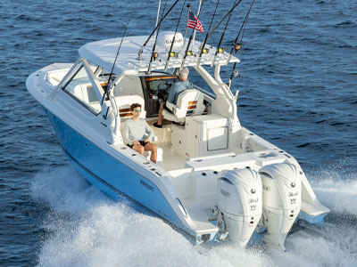 Pursuit D 286 with twin Yamaha Outboards.