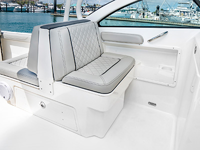 A view of the companion on the 25’ D 246 Pursuit Luxury Dual Console Boat.