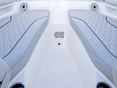 Pursuit D 266 luxury dual console boat bow area.