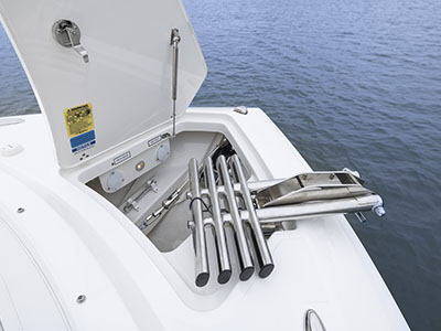 Anchor locker with a ladder on a Pursuit D 286.