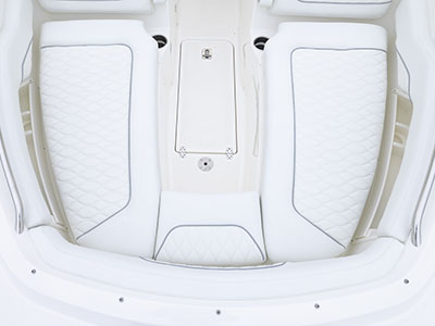 Overhead view of a bow seating on a Pursuit D 286.