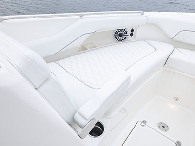 Bow seating on a Pursuit Dual Console, port side.