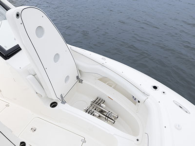 bow seating area, port side storage.