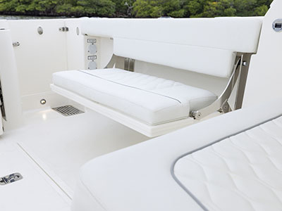 Foldout cockpit seating on a Pursuit Boat - Model D 286.