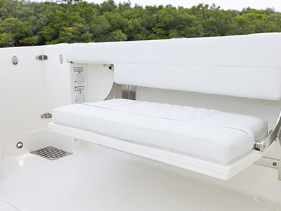 Foldout cockpit seating on a Pursuit Boat - Model D 286.