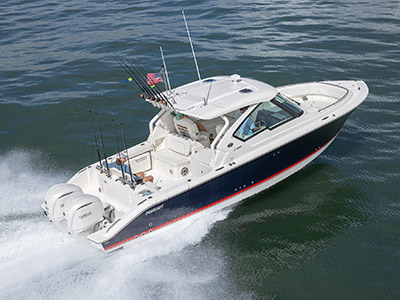 Pursuit Boat Luxury Dual Console with Flag Blue Gelcoat