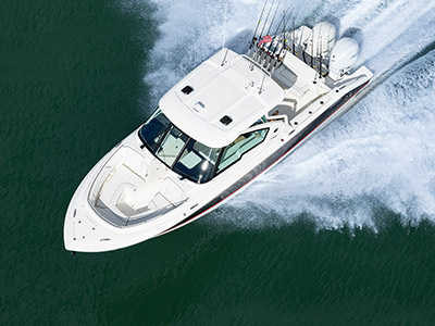 Aerial view of Pursuit Boats Luxury Dual Console