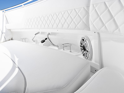 JL Audio Speakers and cupholders on a Pursuit Boat
