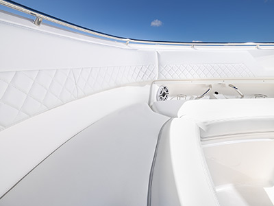 Pursuit D 326 forward bow storage seating