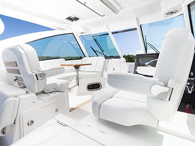 Lounge area on bridge of Pursuit Boats D 326 Dual Console