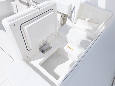 Storage on Pursuit Dual Console 32 ft. boat