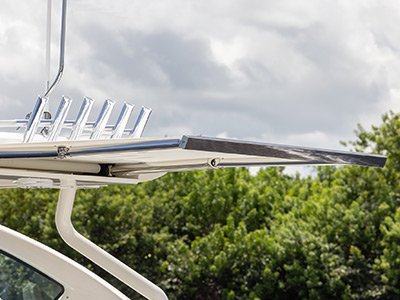 Electric sunshade on Pursuit Boat