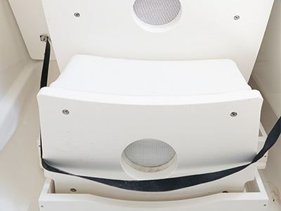 Dedicated storage on a 28’ Pursuit Boat.