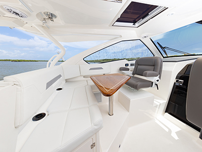 Pursuit OS 405 Offshore fishing boat with cabin.