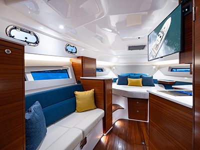 Gally on the Pursuit OS 405 offshore cabin boat.