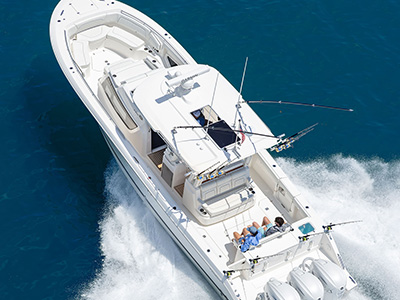 Overhead shot of a Pursuit Sport Center Console S 388.