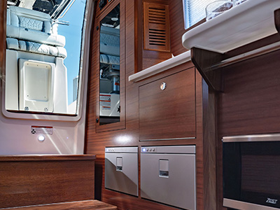Gally below on the Pursuit S 388 Sport Center Console boat.