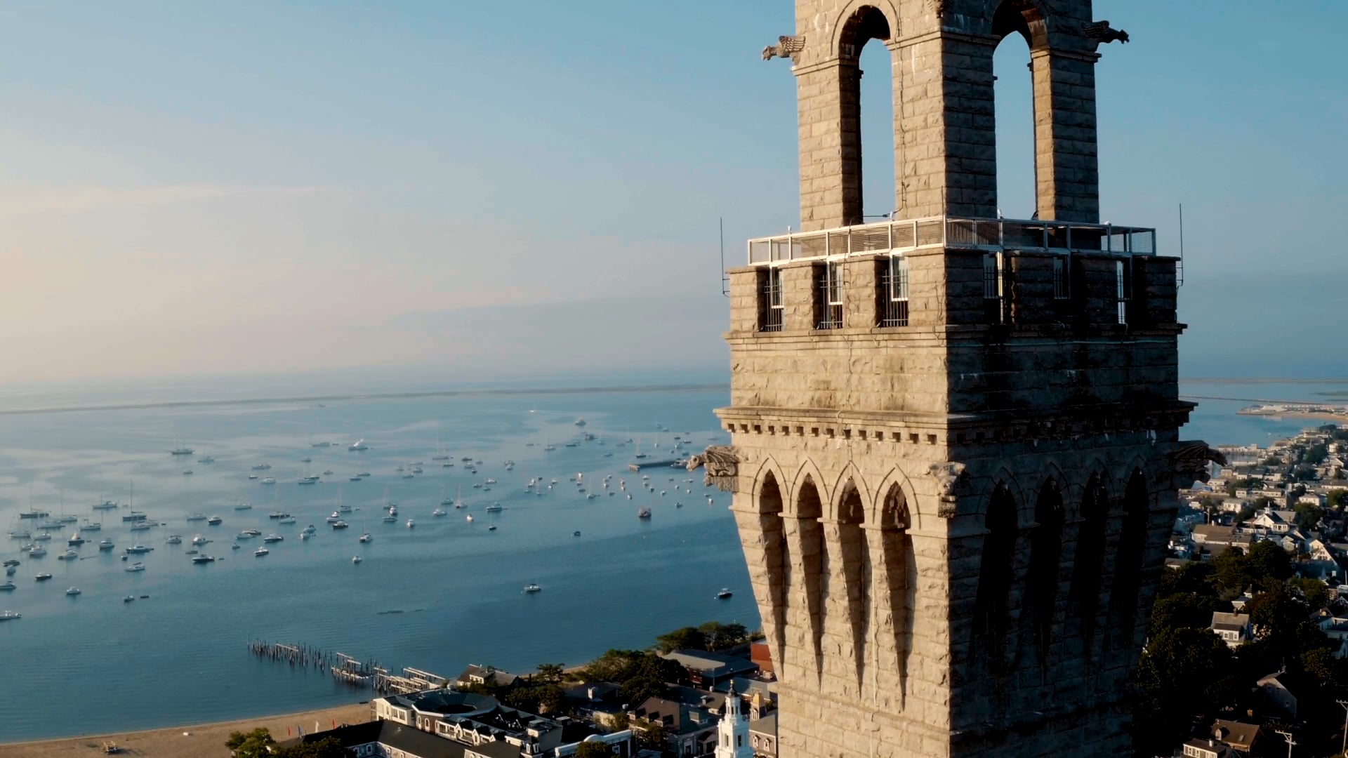 Aerial veiwe from Provincetown looking out over the water.