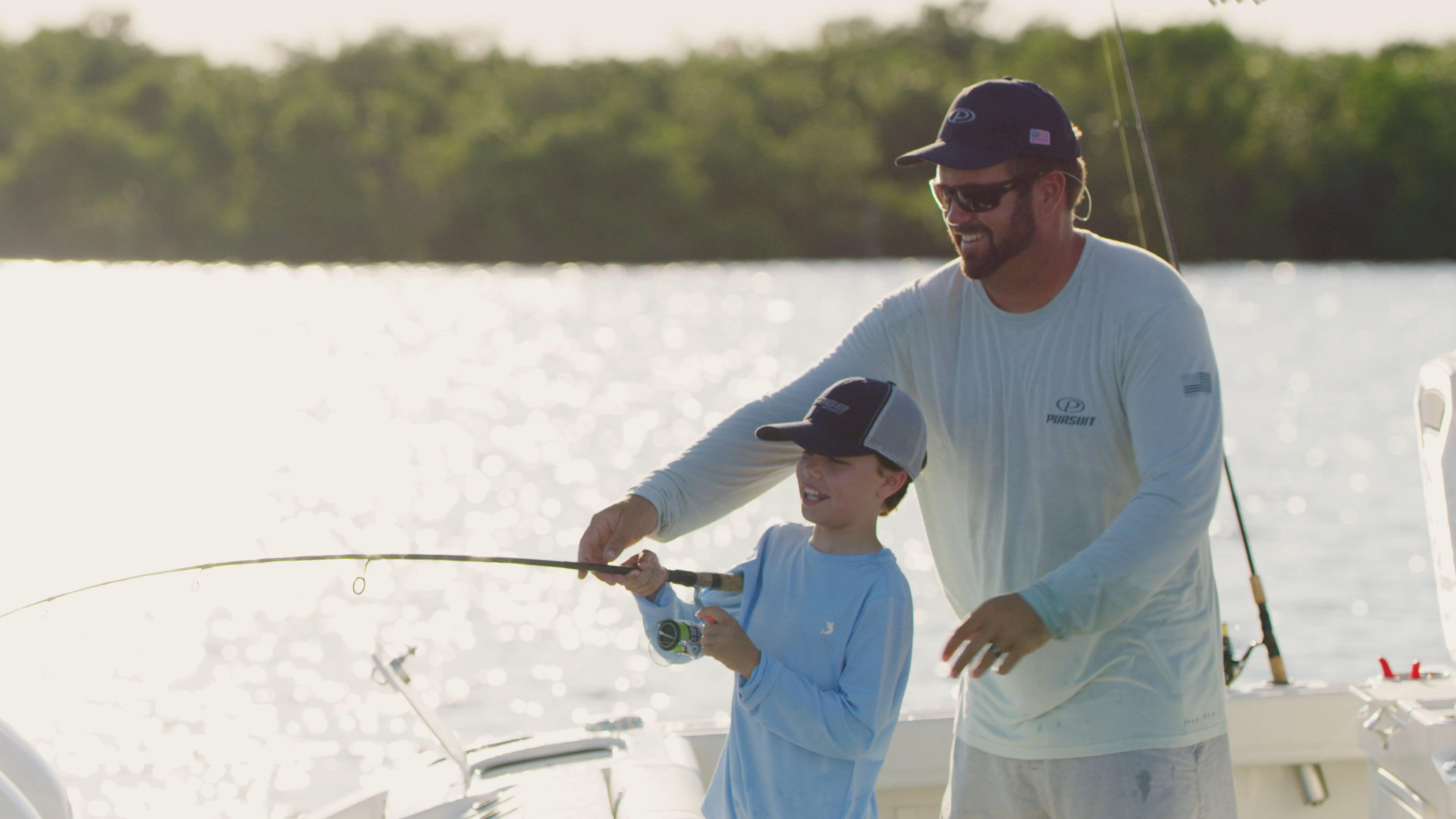 Father and son fishing.