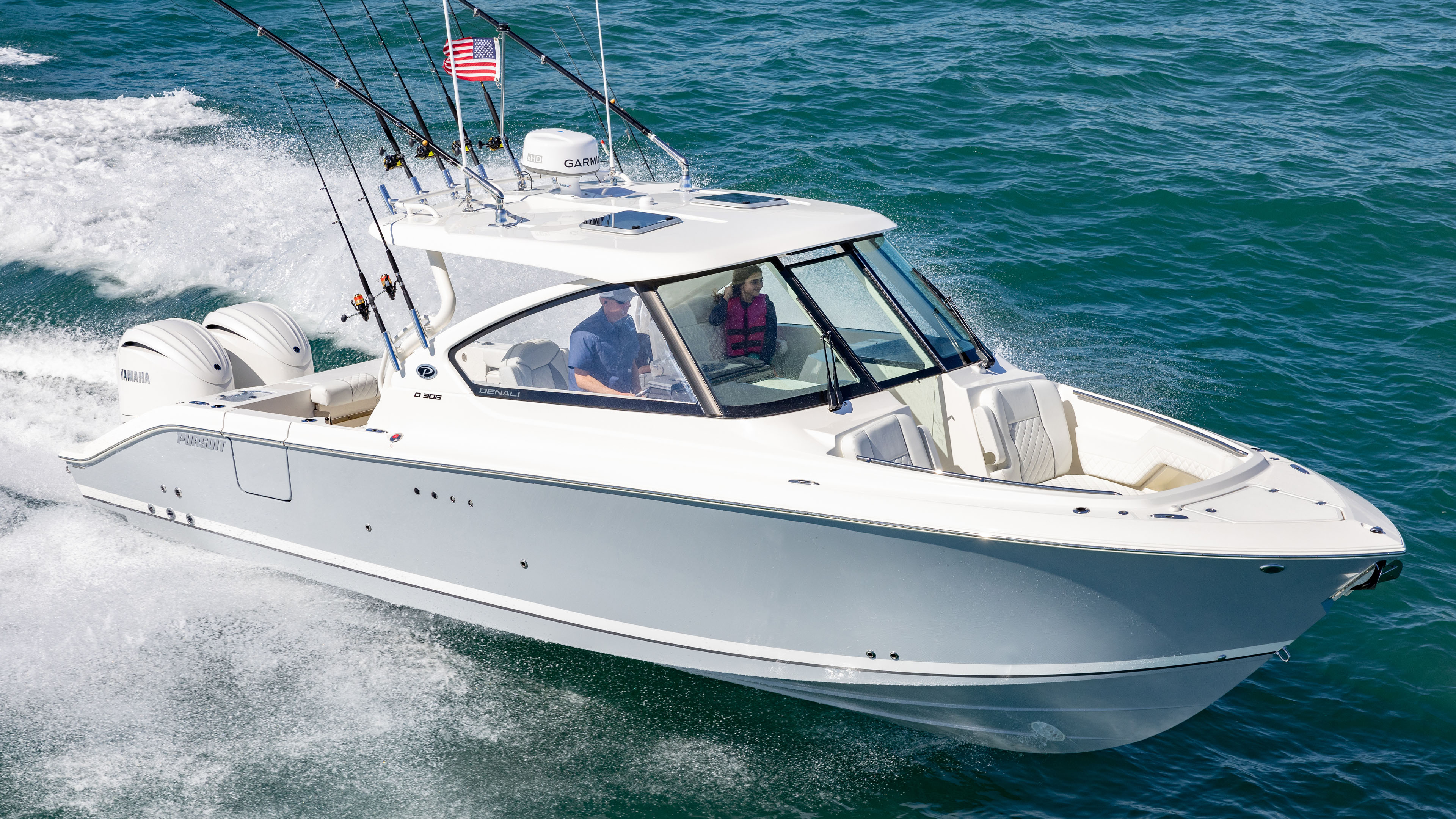 Profile view of D 306 Denali dual console boat.